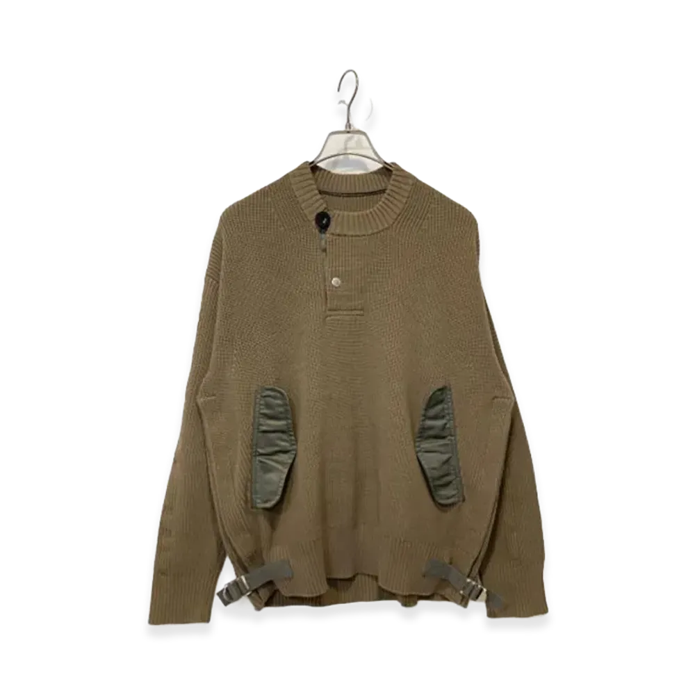 sacai Nylon Twill x Knit Pullover "Brown"