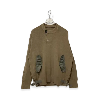 sacai Nylon Twill x Knit Pullover "Brown"