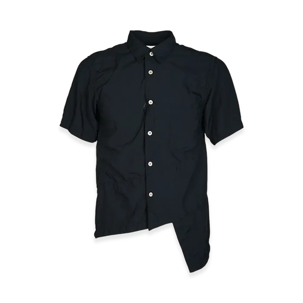 BLACK COMME des GARCONS Polyester Spun Broadcloth Garment Treated Shirt "Black"