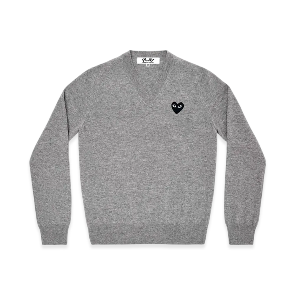 PLAY COMME des GARCONS Unisex V-Neck Sweater "Top Light Gray"