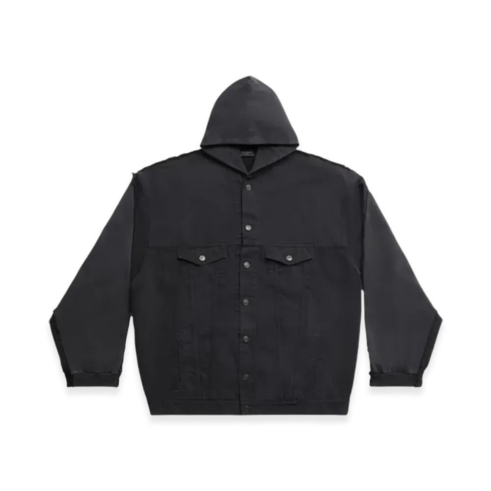 BALENCIAGA Paris Hybrid Hooded Jacket "Black"