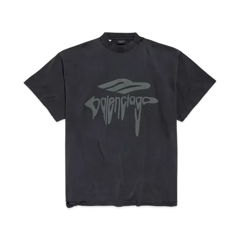 BALENCIAGA Men's 3B Liquefied T-Shirt Oversized "Black/Gray"