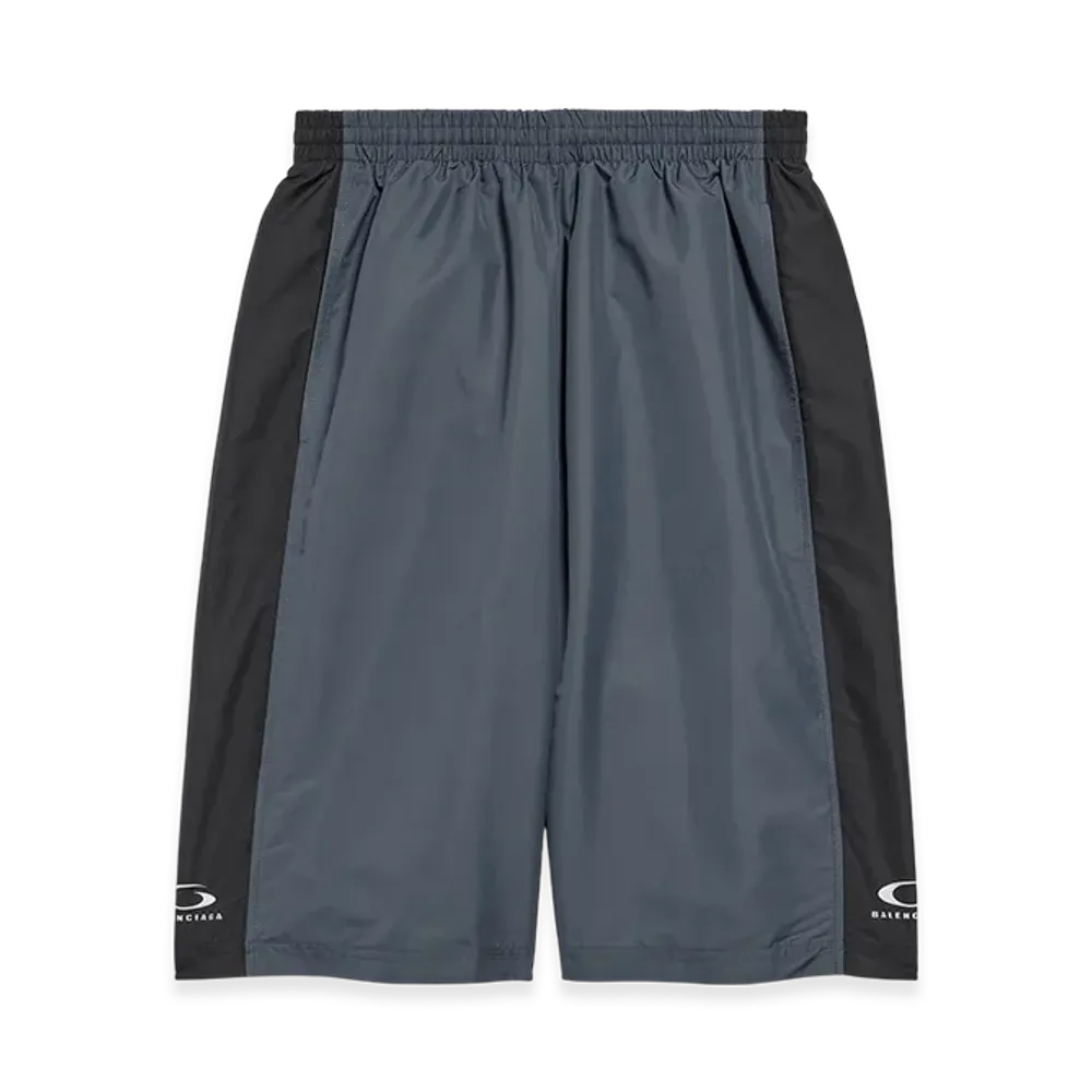 BALENCIAGA Men's Loop Sports Icon Basketball Swim Shorts "Charcoal/Black"