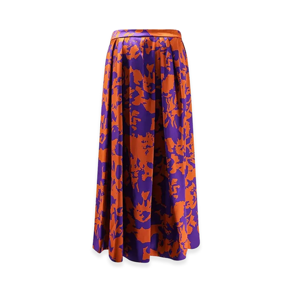 DRIES VAN NOTEN Women's Soni Skirt In Printed Viscose "Orange/Purple"