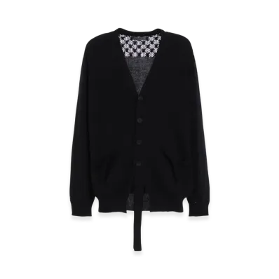 Yohji Yamamoto POUR HOMME 7G Openwork Jersey Plain Front V CD "Black"