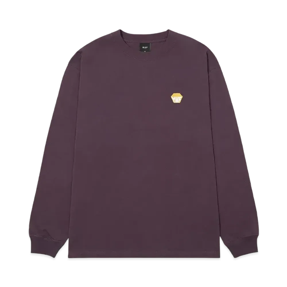 HUF Big Block Emb LS Tee "Raisin"