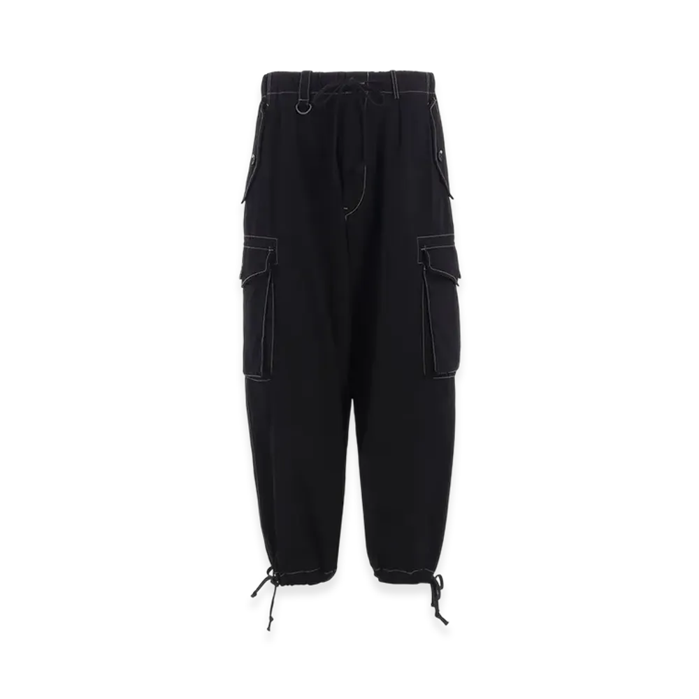 S'YTE Cotton Twill Garment Dyed Balloon Cargo Pants "Black"
