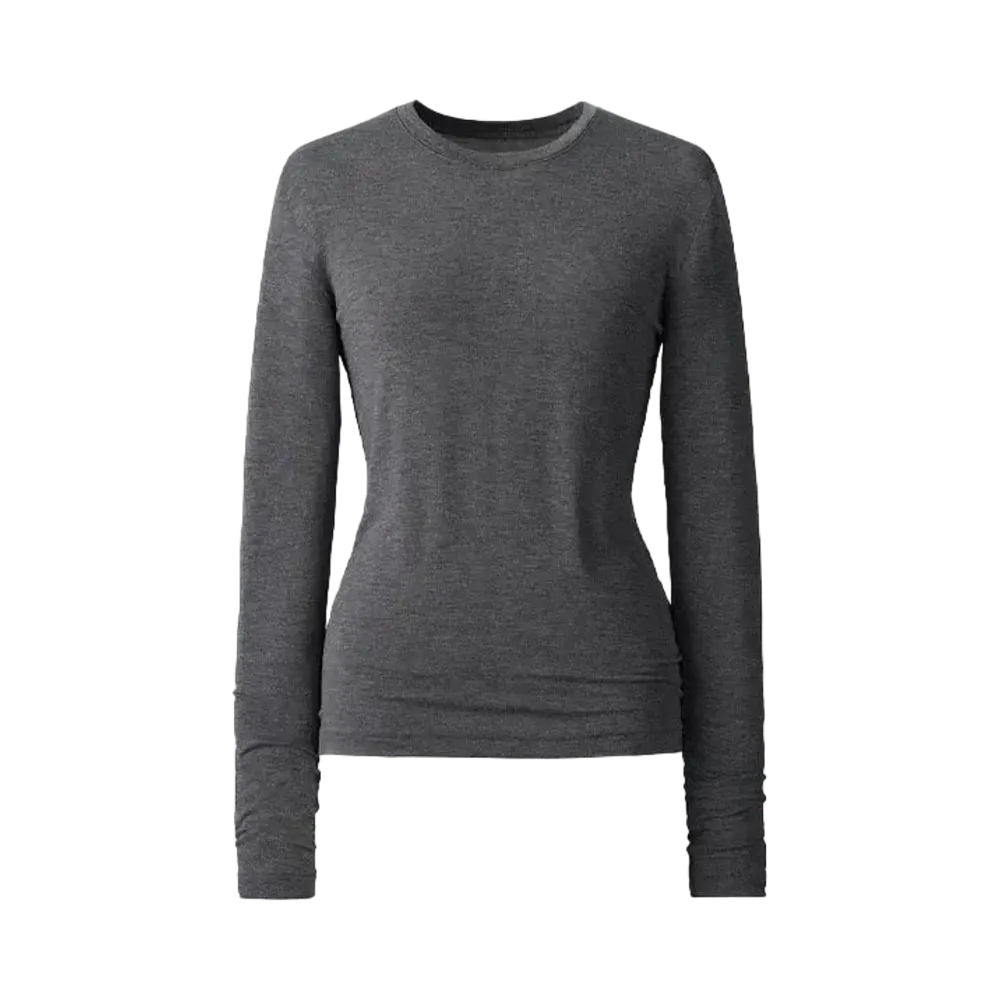 Uniqlo C Women'S Super Warm Heattech Cashmere Blend Crew Neck T "Gray"