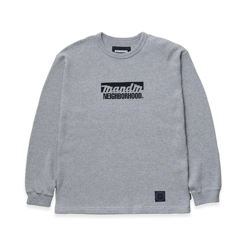 NEIGHBORHOOD x M&M . Waffle Fabric Crewneck LS "Gray"