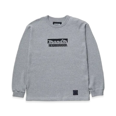 NEIGHBORHOOD x M&M . Waffle Fabric Crewneck LS "Gray"