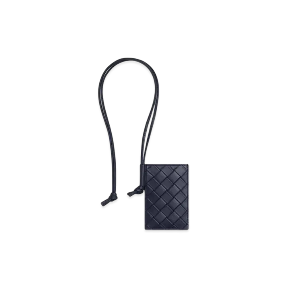 Bottega Veneta Intrecciato Stamp Badge Holder "Abyss"
