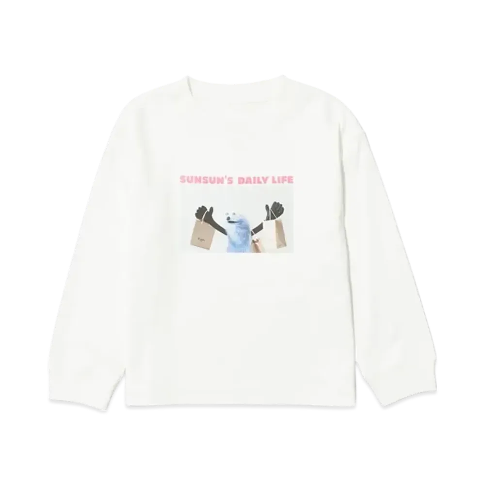 B:MING by BEAMS x PUPPET SUNSUN Kids / Fade Photo Print Long Sleeve T-Shirt Shop "OffWhite"