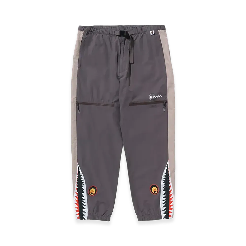 A BATHING APE x KAZUKI KURAISHI 3-Layer Belted Shark Pants "Charcoal"