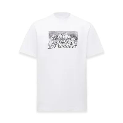 MONCLER Mountain Logo Cotton T-Shirt "White"