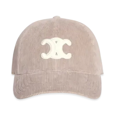 CELINE Triomphe Baseball Cap In Corduroy "Gray Clere"