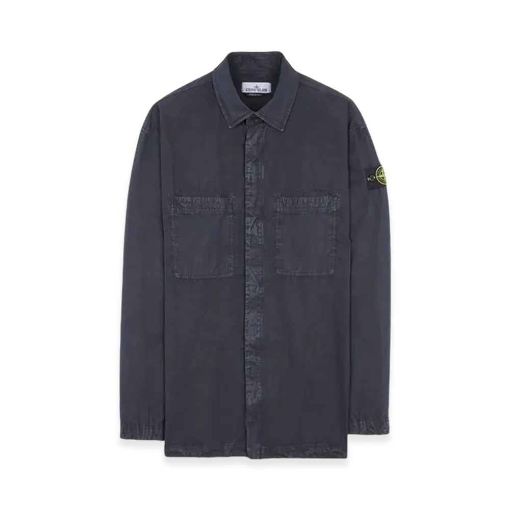 Stone Island 112Wn Brushed Cotton Canvas Garment Dyed Overshirt - 23FW "Navy Blue"