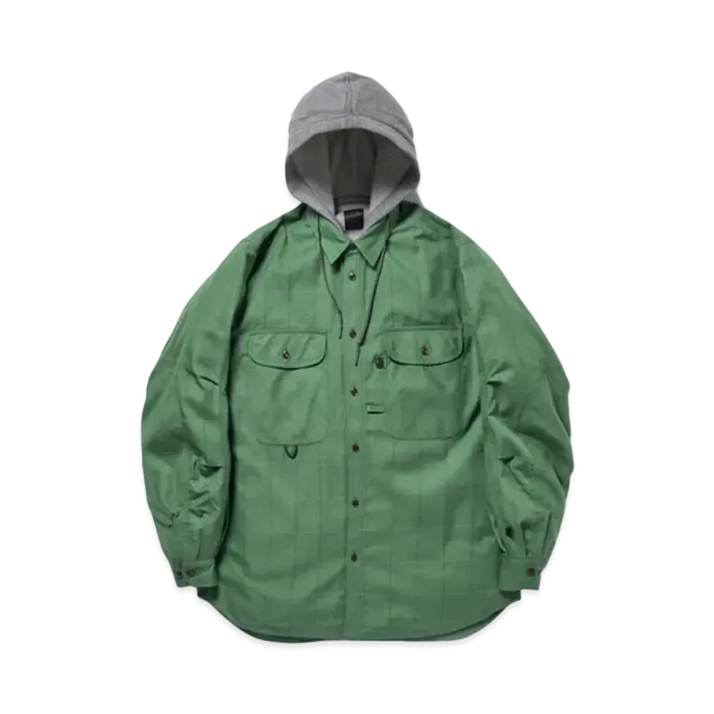 DAIWA PIER39 Tech Hooded Work Shirts "Forest Green"