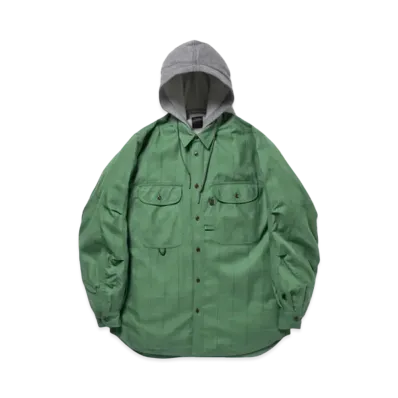 DAIWA PIER39 Tech Hooded Work Shirts "Forest Green"