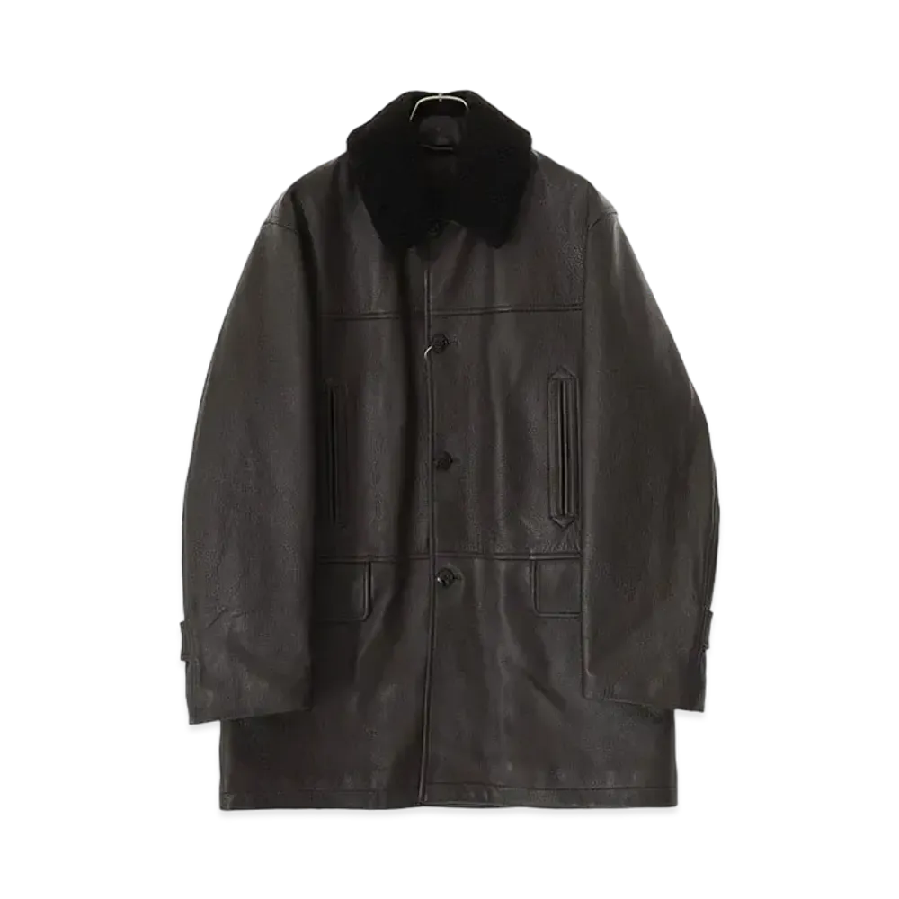 COMOLI Sheep Grained Leather Coat "Brown"