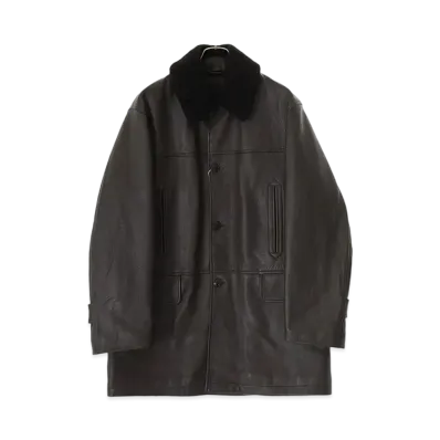 COMOLI Sheep Grained Leather Coat "Brown"