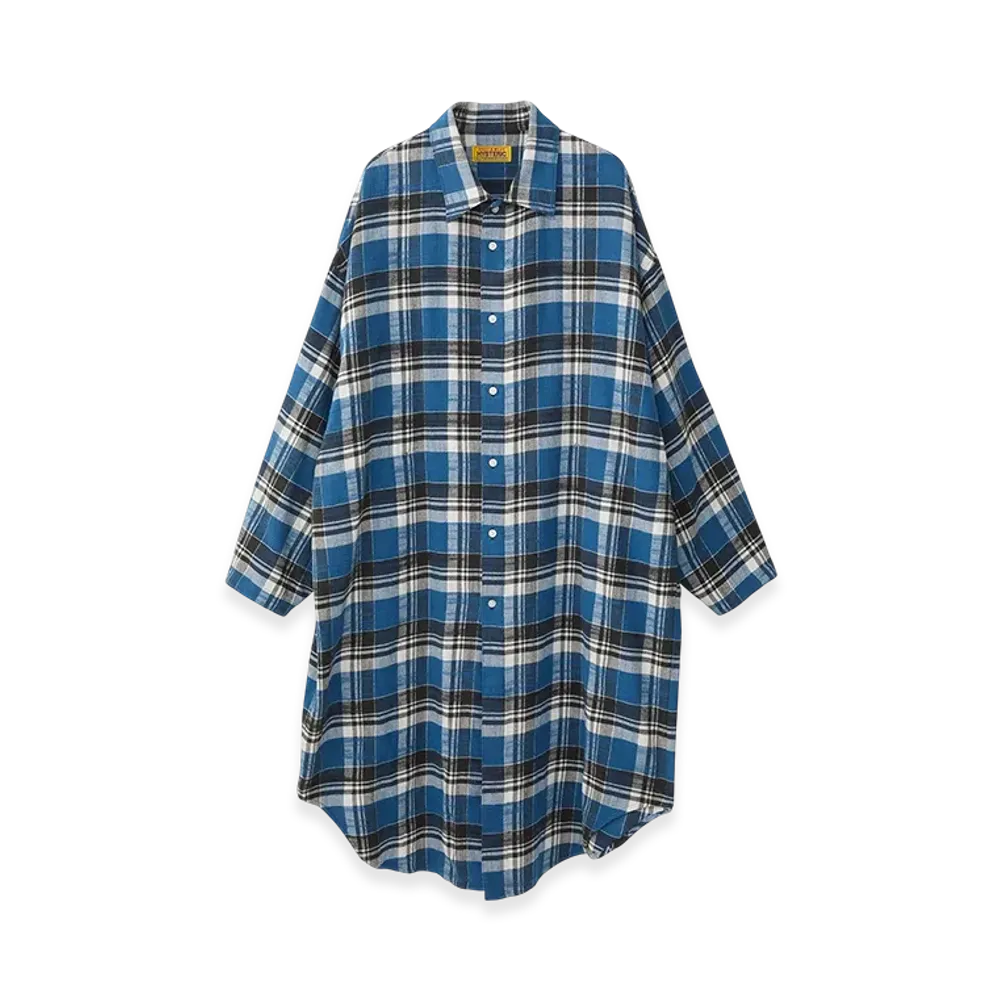 HYSTERIC GLAMOUR FM Mondo Radio Check Shirt Dress "Blue"