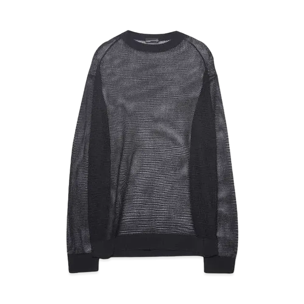 LAD MUSICIAN MESH KNIT PULLOVER "BLACK"