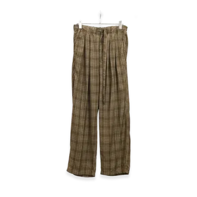 ANCELLM Aging Check Belt-Less Slacks "Green"