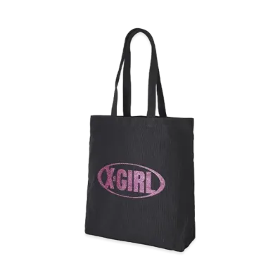 X-Girl Glitter Oval Logo X-Girl Canvas Tote Bag "Black"