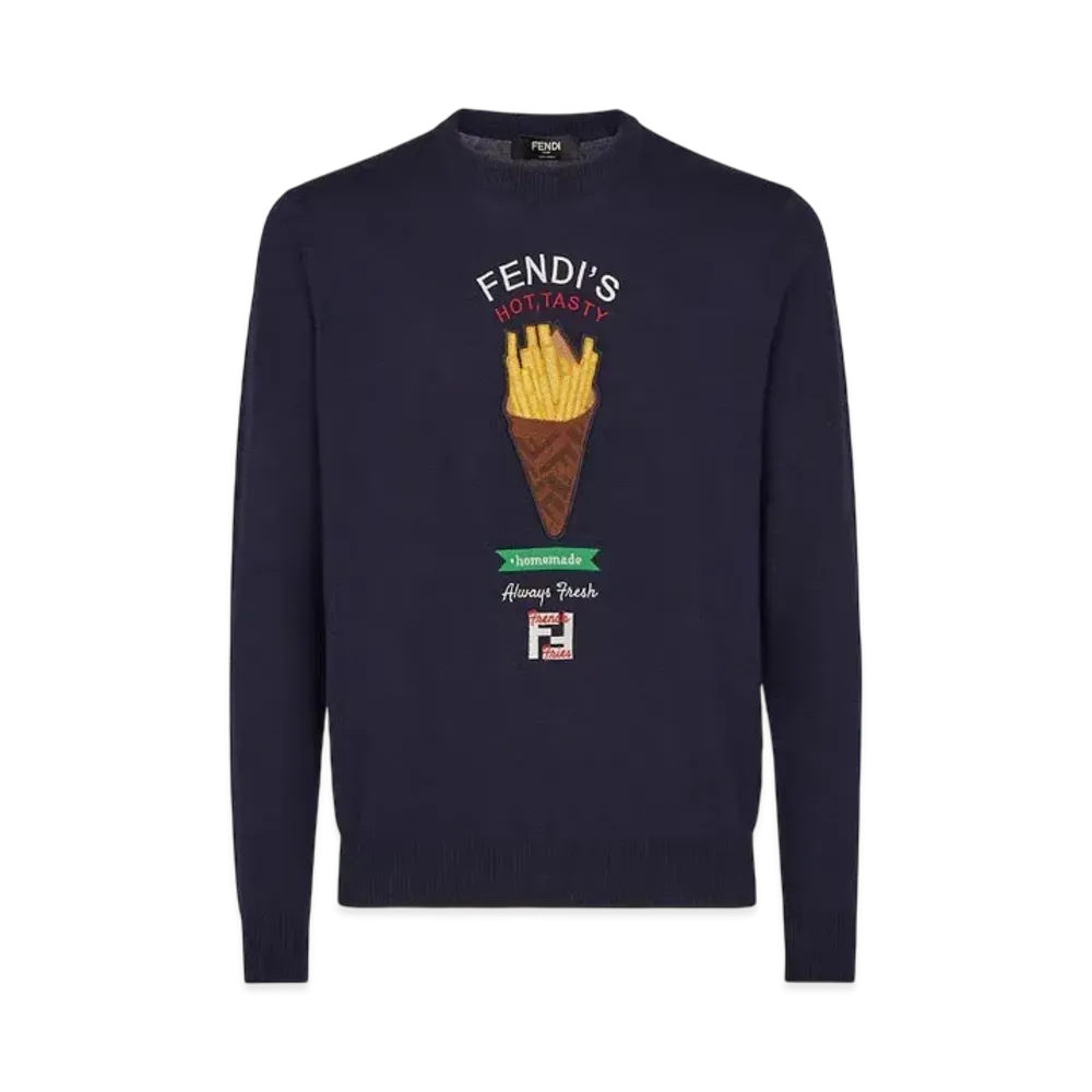 FENDI Men's Sweater Wool Fendilicious "Blue"