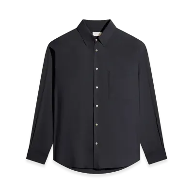 LEMAIRE Washed Cotton Silk Regular Shirt "Squid Ink"