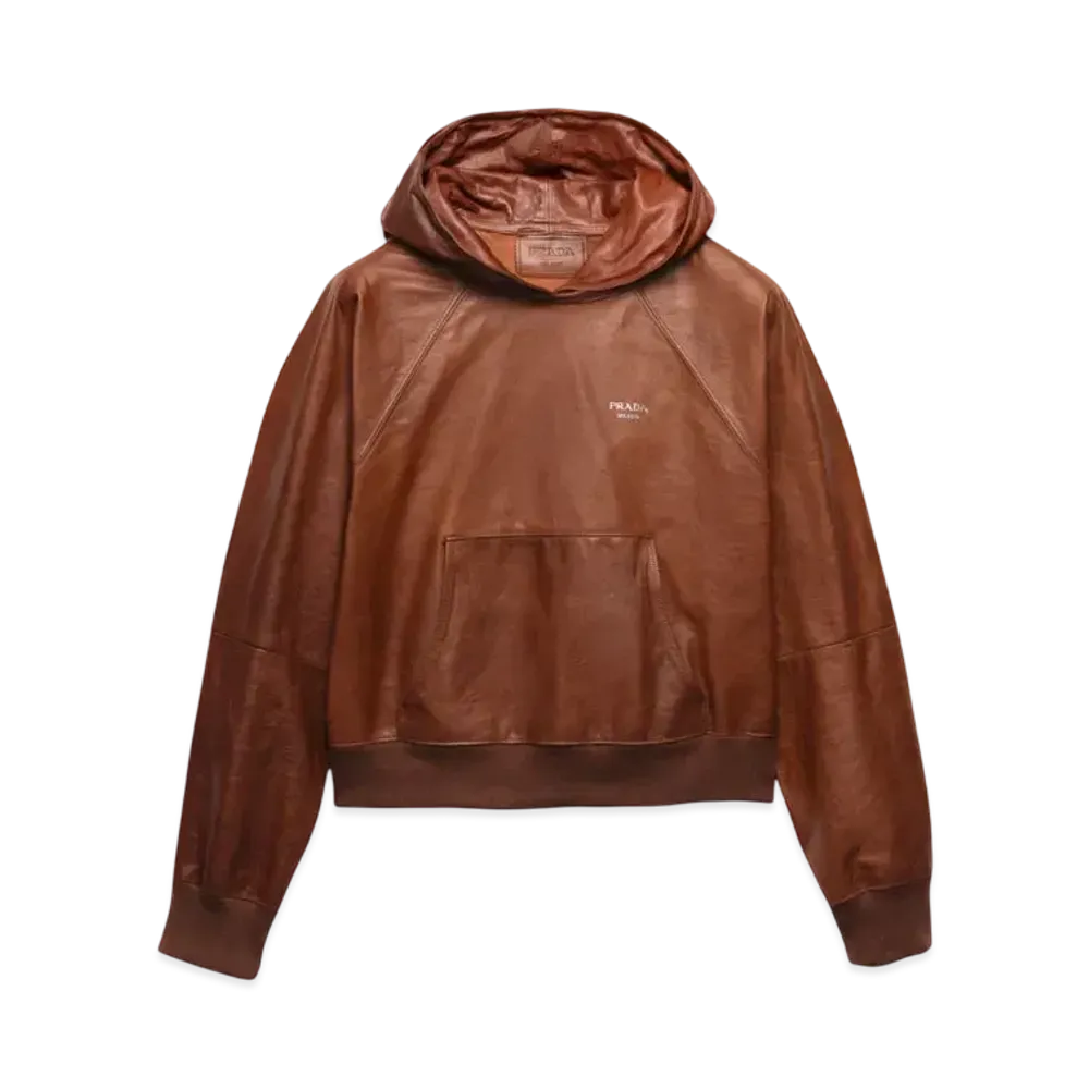PRADA Men's Nappa Leather Hoodie "Black"