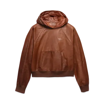 PRADA Men's Nappa Leather Hoodie "Black"