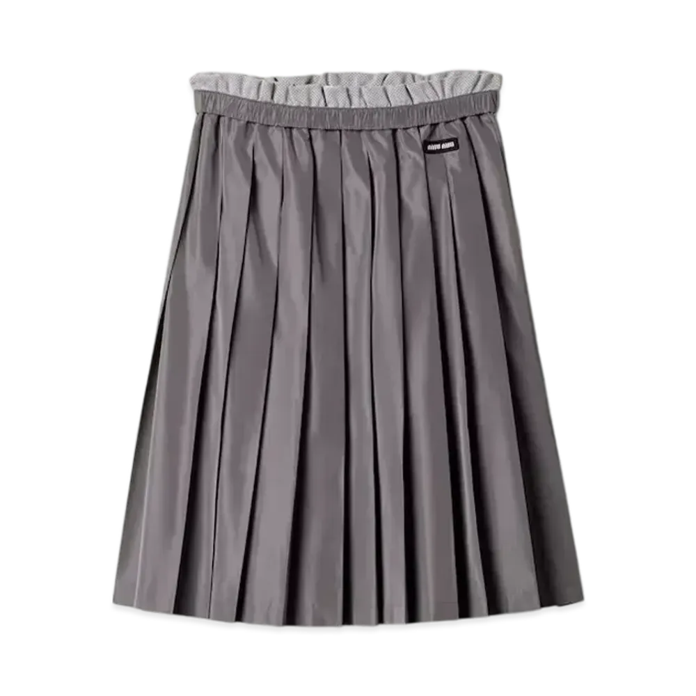 MIUMIU Women's Technical Silk Skirt "Silver"