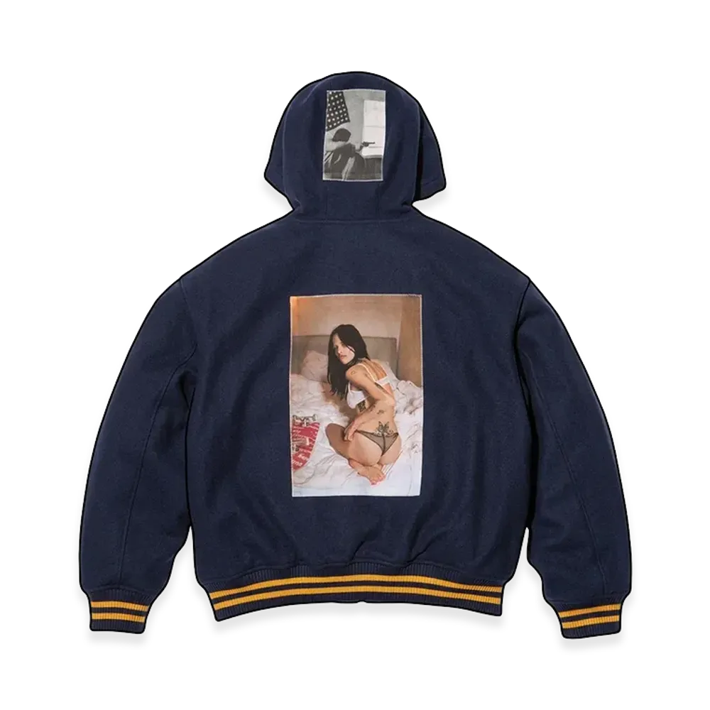 Supreme x Larry Clark Hooded Varsity Jacket "Navy"