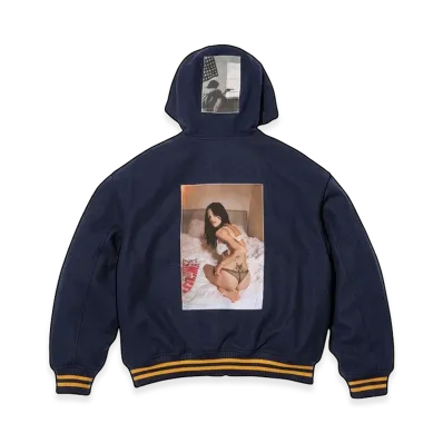 Supreme x Larry Clark Hooded Varsity Jacket "Navy"