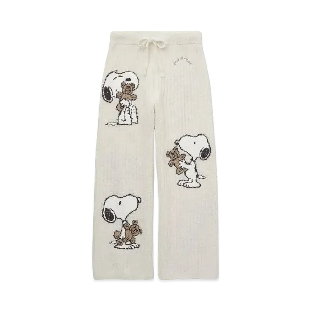 GELATO PIQUE x PEANUTS Snoopy x Bear Jacquard Long Pants "Off White"