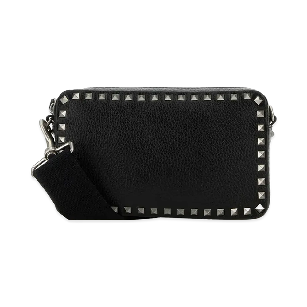 Valentino Leather Rockstud Crossbody Bag "Black"