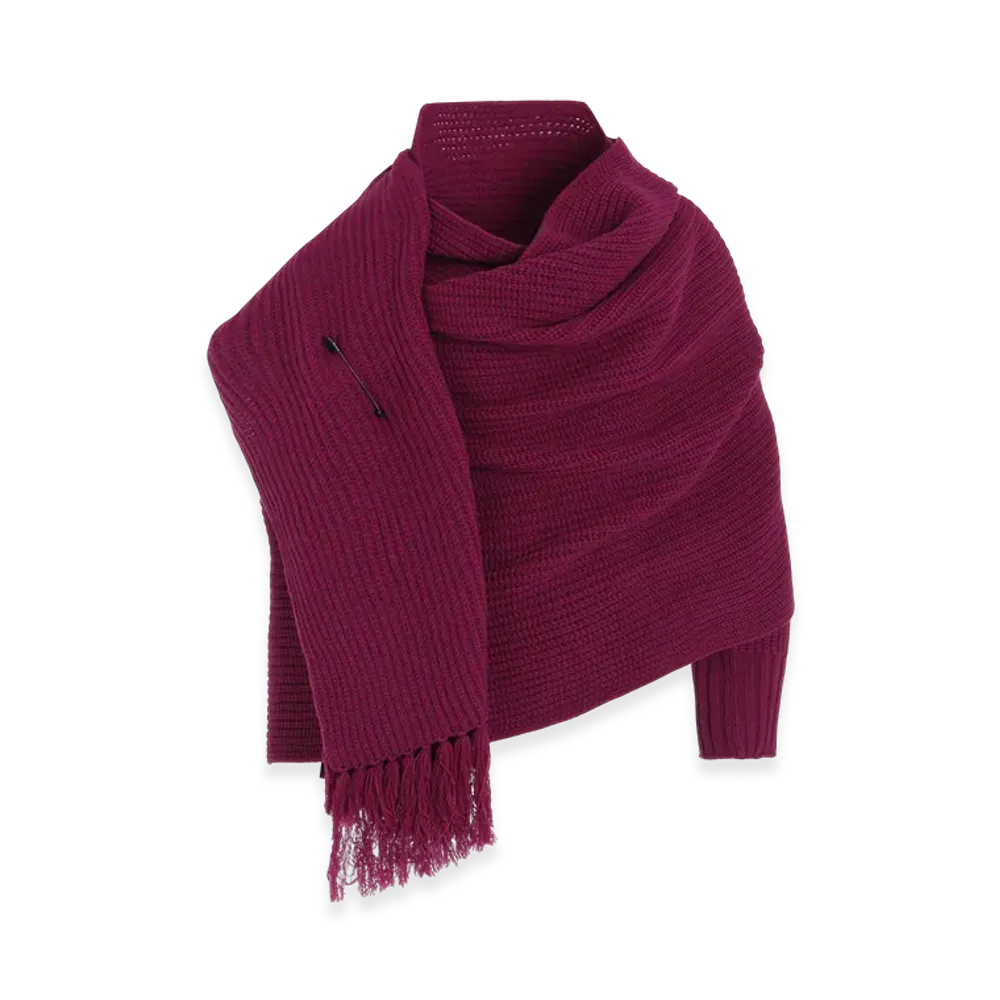 Y's Wool Knit Stole "Purple"