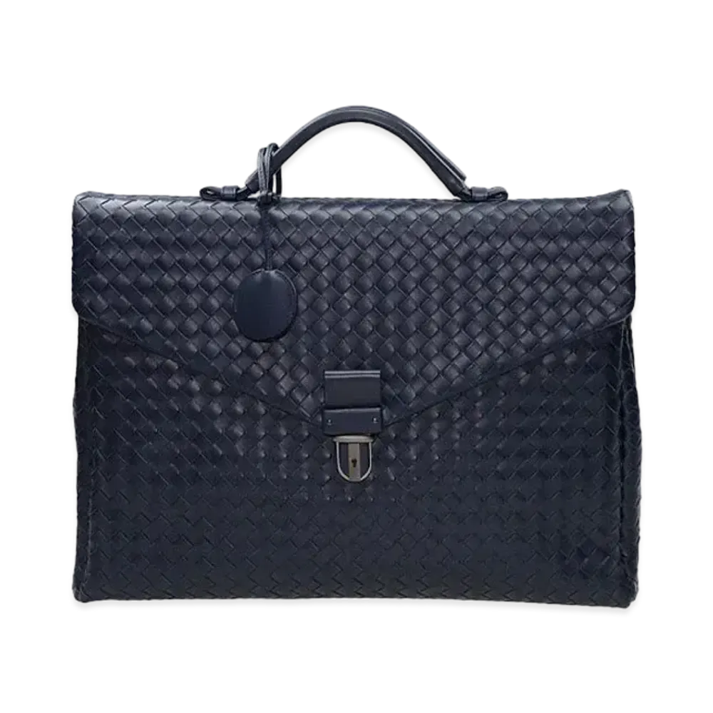 Bottega Veneta Lambskin Hand Bag "Dark Blue"