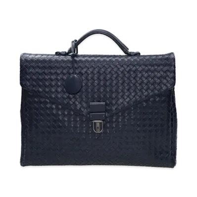 Bottega Veneta Lambskin Hand Bag "Dark Blue"