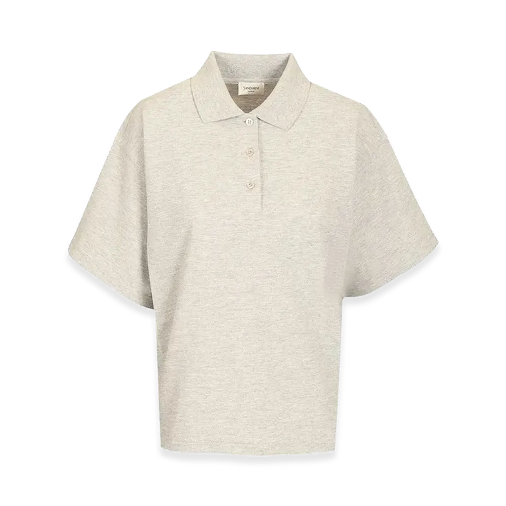 Saint Laurent Women's Oversized Polo Shirt "Light Gray"