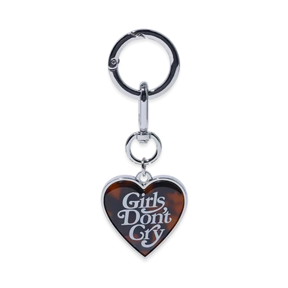 Girls Don't Cry Tortoiseshell Pattern Keyring "Silver"