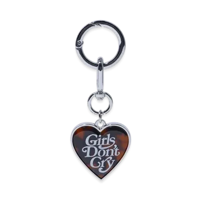 Girls Don't Cry Tortoiseshell Pattern Keyring "Silver"