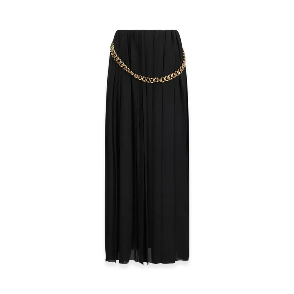 BALENCIAGA Women's Technical Crepe Pleated Skirt "Black"