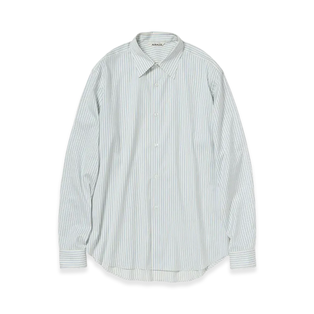AURALEE Cotton Silk Stripe Shirt "White Stripe"