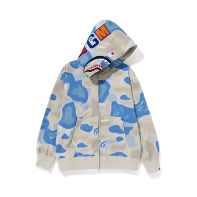 A BATHING APE Shark Relaxed Fit Full Zip Hoodie "Blue"