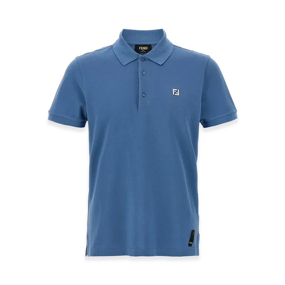 FENDI FF Metallic Logo Polo Shirt "Blue"