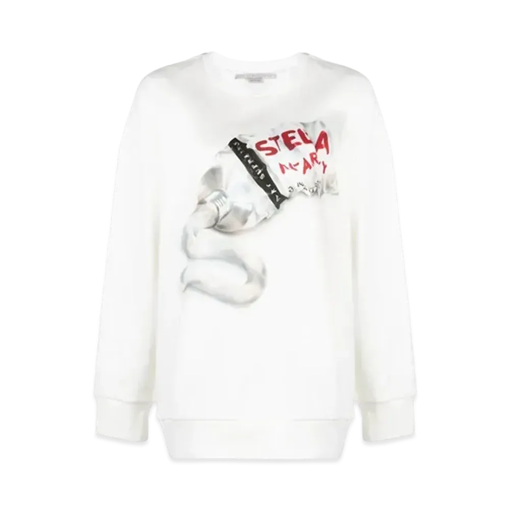 STELLA McCARTNEY Stella Logo Toothpaste Print Cotton Sweatshirt "Off White"