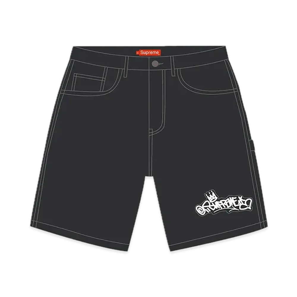 Supreme Handstyle Denim Painter Short "Black"