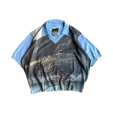 BALLSY.BROTHERS BALLSY.BROTHERS landscape print polo shirt "Blue"